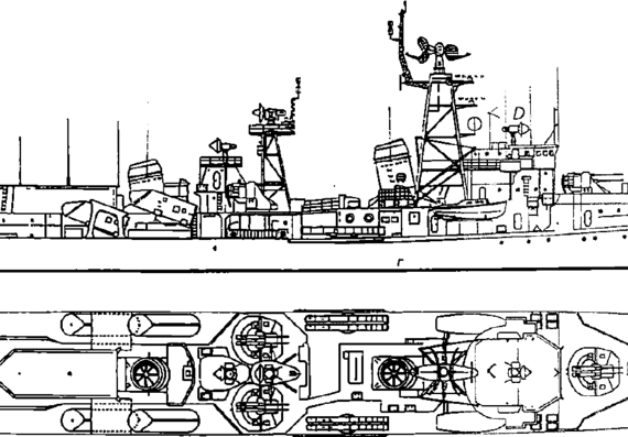 USSR destroyer Project 56E Neulovimmy [Kildin-class Destroyer] - drawings, dimensions, pictures